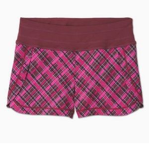 Athleta Stability Running Athletic Shorts: Plaid